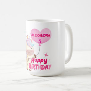 Caneca De Café Festa de Aniversário Personalizada de Unicórnio