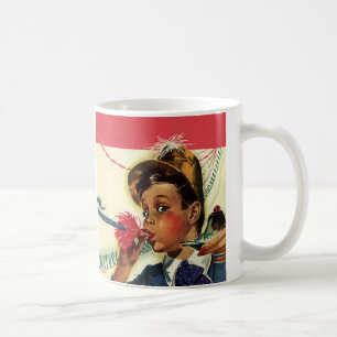 Caneca De Café Festa de Aniversário Vintage, Menina com Buzina