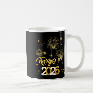 Caneca De Café Festa de Ano Novo 2026 Fogos de Artifício Família 