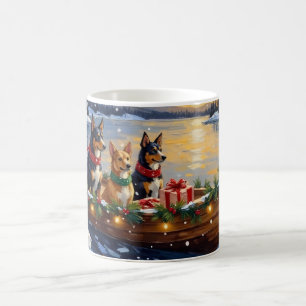 Caneca De Café Festa de barco de Natal do Kelpie Australiano