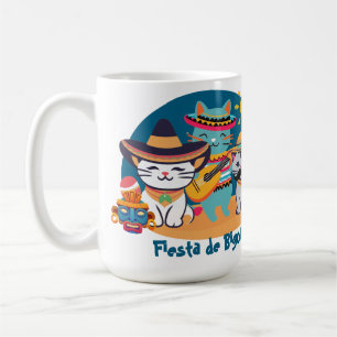 Caneca De Café Festa de Bigodes Presente de Gatos da Cultura Me