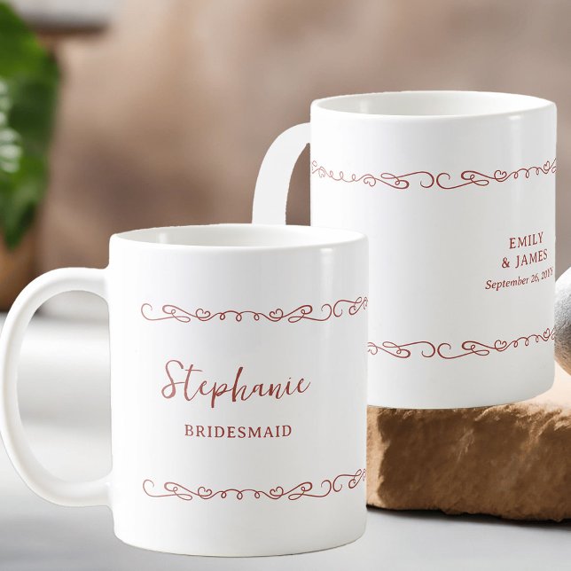 Caneca De Café Festa de casamento Vermelho de Laranja Vermelho co (Bridesmaid gift mug - customize to any color and for anyone in your wedding party)