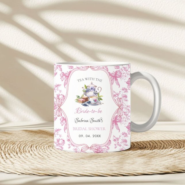 Caneca De Café Festa de Chá de Noiva com Flores Silvestres Rosa F (Criador carregado)