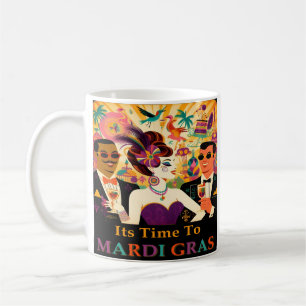 Caneca De Café Festa de Cocktail Mardi Gras Meados do Século