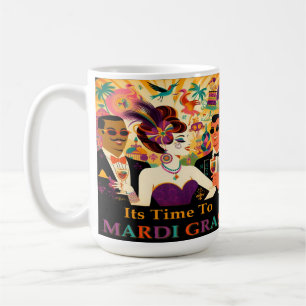 Caneca De Café Festa de Cocktail Mardi Gras Retro Meados do Sécul