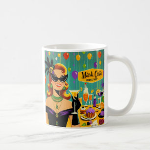 Caneca De Café Festa de Cocktail Retro Mardi Gras dos Anos 50