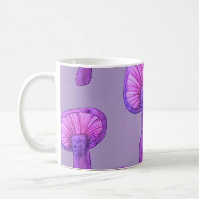 Caneca De Café Festa de cogumelos roxos (Esquerda)