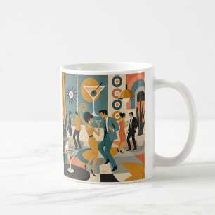Caneca De Café Festa de Dança do Cocktail Martini Hippie dos Anos