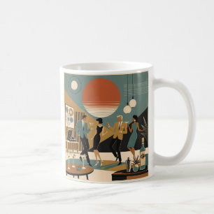 Caneca De Café Festa de Dança Martini Vibes do Meio do Século da