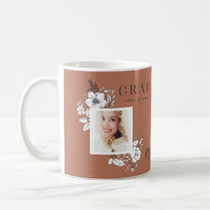 Caneca De Café Festa de formatura elegante floral multiculosa