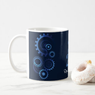 Caneca De Café Festa de formatura Mecânica Engenheiro Azul Modern