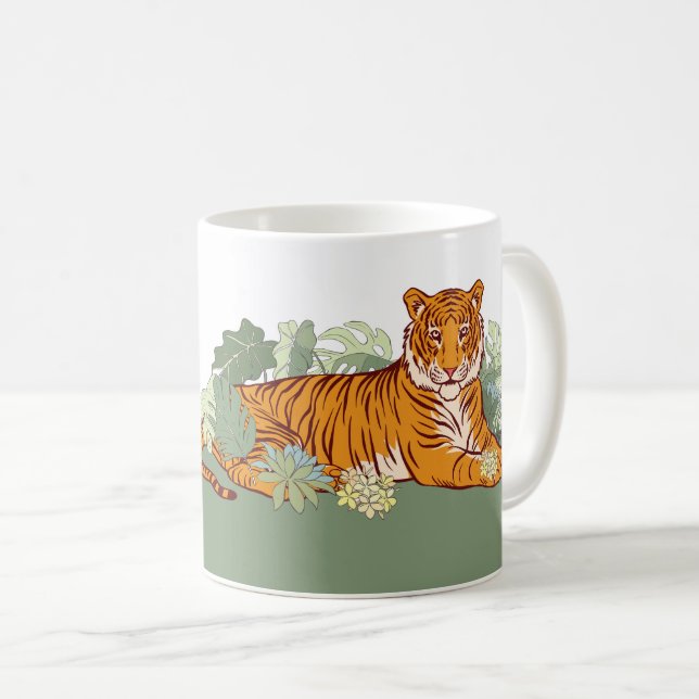 Caneca De Café Festa de garotinho, selva de animais (Frente Esquerda)