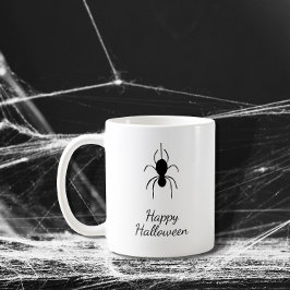Caneca De Café Festa de Halloween de Aranha Gótica Simples Branco