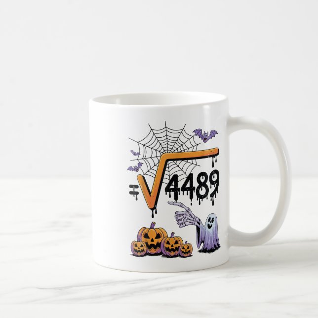 Caneca De Café Festa de Halloween de Professor de Matemática Raiz (Direita)