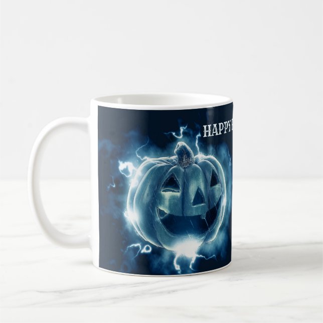 Caneca De Café Festa de Halloween Mau Blue Pumpkin Horror Assusta (Esquerda)