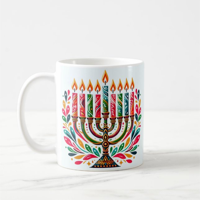 Caneca De Café Festa de Luzes Hanukkah (Esquerda)