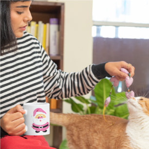 Caneca De Café Festa de Natal de Papai Noel, rosa-branca