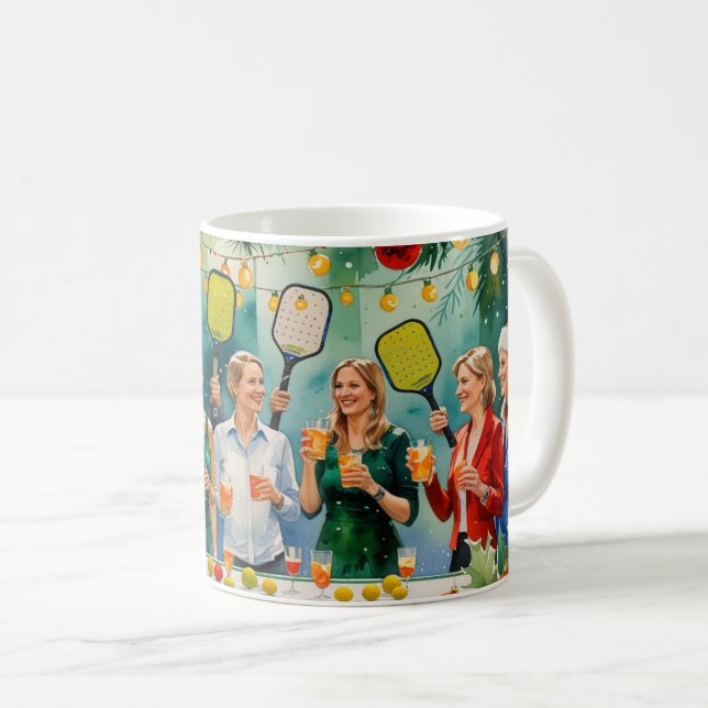 Caneca De Café Festa de Natal de Pickleball (Frente Esquerda)
