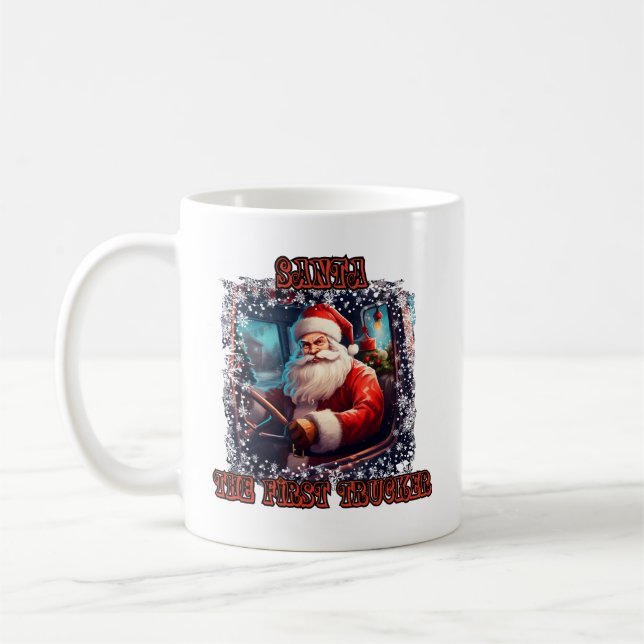 Caneca De Café Festa de Natal do Caminhoneiro Santa Claus (Esquerda)
