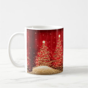 Caneca De Café Festa de Natal Elegante, Árvores de Espumante Ver