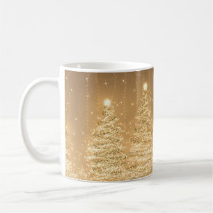 Caneca De Café Festa de Natal Elegante Cobre de Árvores Estimula