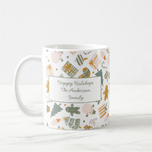Caneca De Café Festa de Natal Verde E Dourada