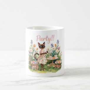 Caneca De Café Festa de Páscoa para Amantes de Gatos com ovos pin