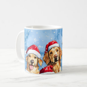 Caneca De Café Festa de Patas Nevadas Fofa Natalina Pets Aquarela