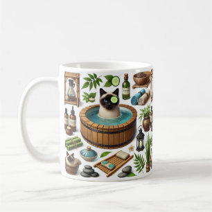 Caneca De Café Festa de spa para amantes de gatos siameses