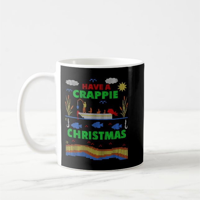 Caneca De Café Festa Engraçada De Pescar Fofo De Natal Feio (Esquerda)