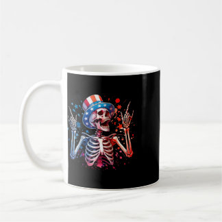 Caneca De Café Festa Nos EUA Mão de Rock 4 de Julho Engraçado Ame