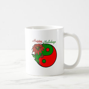 Caneca De Café Festa Yin Yang Poinsettia Verde Vermelho