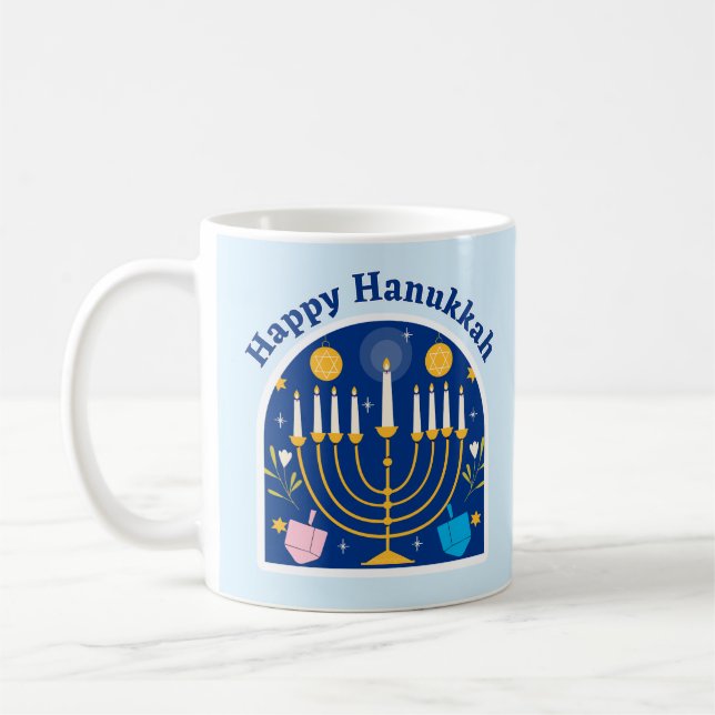 Caneca de Café Festiva de Férias Feliz Hanukkah (Esquerda)