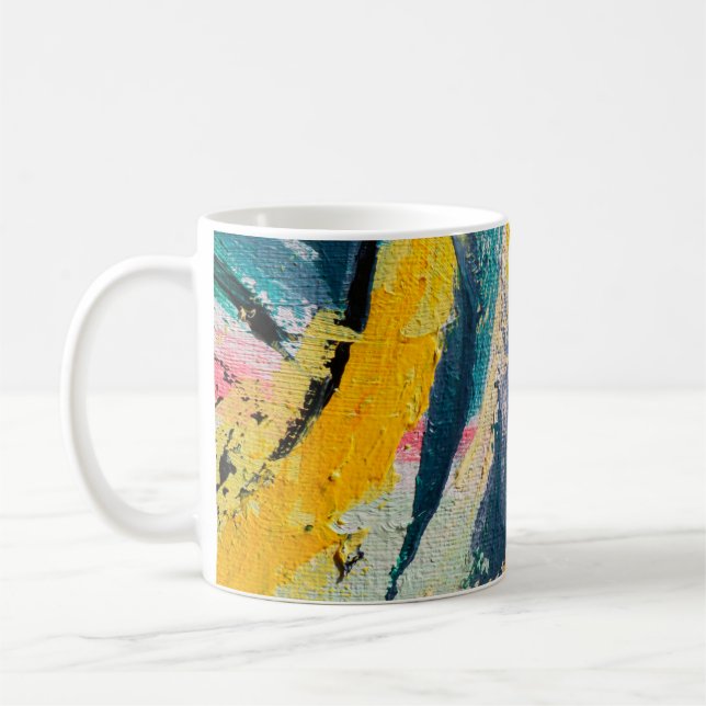 Caneca De Café Festival de primavera. Pintura de textura multicol (Esquerda)