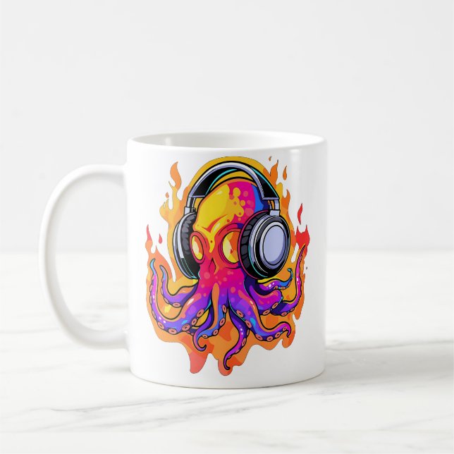 Caneca De Café Festival de Verão Rave Fire Octopus Dj Edm (Esquerda)