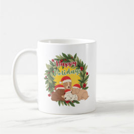 Caneca De Café Festive Christmas Mug | Puppies