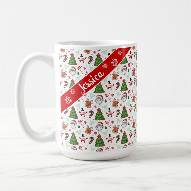 Caneca De Café Festive Christmas Mug – Santa & Reindeer  (Esquerda)
