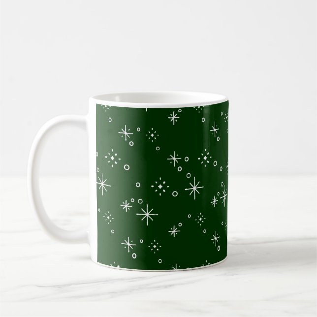 Caneca De Café Festive Green and White Holiday Christmas (Esquerda)