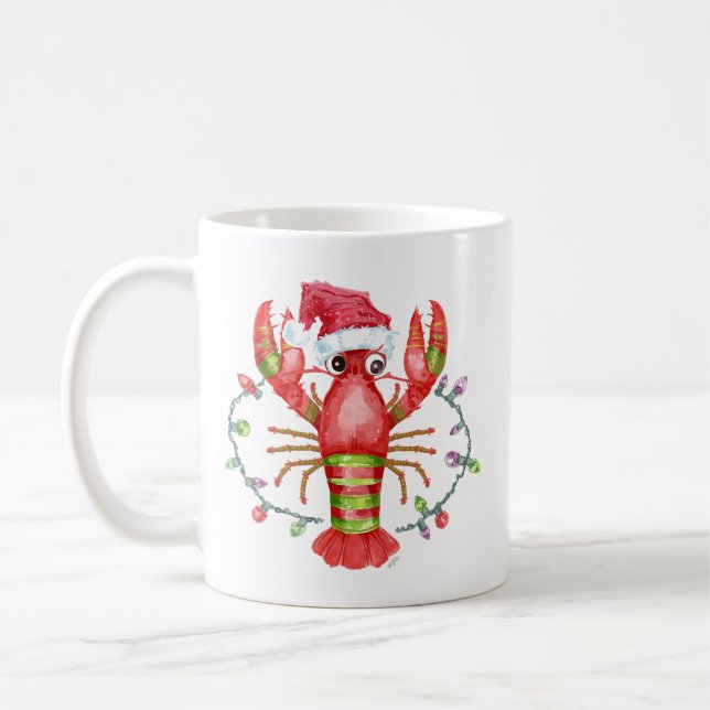 Caneca De Café Festive Lobster Christmas Mug with Santa Hat (Esquerda)