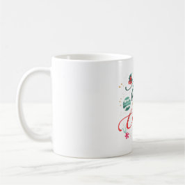 Caneca De Café Festive Merry Christmas Typography with Ornaments