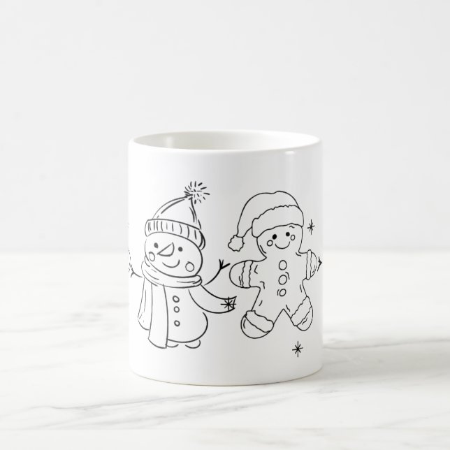 Caneca De Café Festive Snowman & Gingerbread Mug Art (Centro)