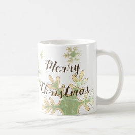 Caneca De Café Festivo Floco de Neve Feliz Script de Natal Feliz