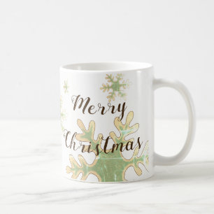 Caneca De Café Festivo Floco de Neve Feliz Script de Natal Feliz