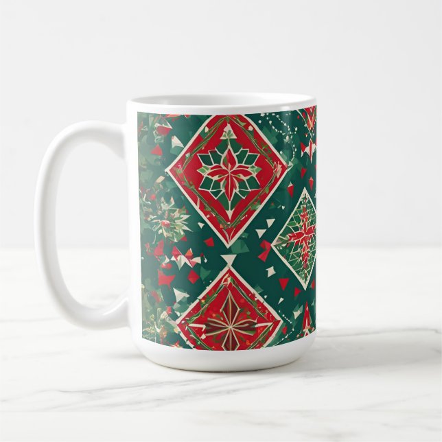 Caneca De Café Festivo Geométrico Christmas Charm Mug (Esquerda)