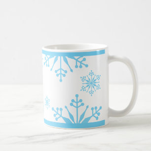 Caneca De Café Festivo Pastel Azul Floco de Neve Mug