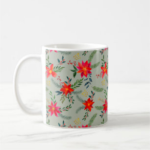 Caneca De Café Festivo Red Poinsettia Natal Floral