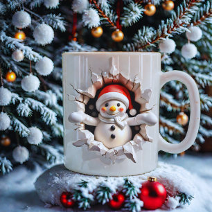 Caneca De Café Festivo Snowman - Festa de Natal - Feriado 3D