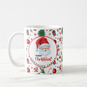 Caneca De Café Festivo Xmas Nome da Família Padrão Feliz Natal
