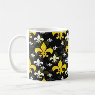 Caneca De Café Feur de Lis branco amarelo