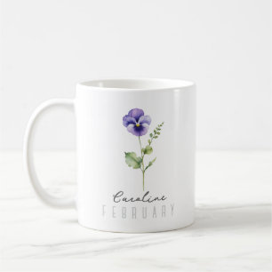 Caneca De Café Fevereiro Mês de Nascimento Flor com Nome - Violet